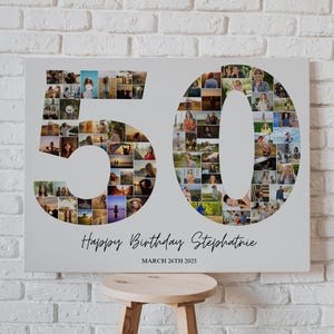 EDITABLE 50th Birthday Photo Collage, Personalized 50th Birthday Photo Poster Template, 50th Birthday Party Decorations, 50th Birthday Gifts