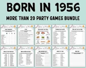 70th Birthday Party Games Bundle | Born in 1956 Games | 70th Birthday Games | Printable Birthday Party Games for Adults, Born in 1956 Trivia