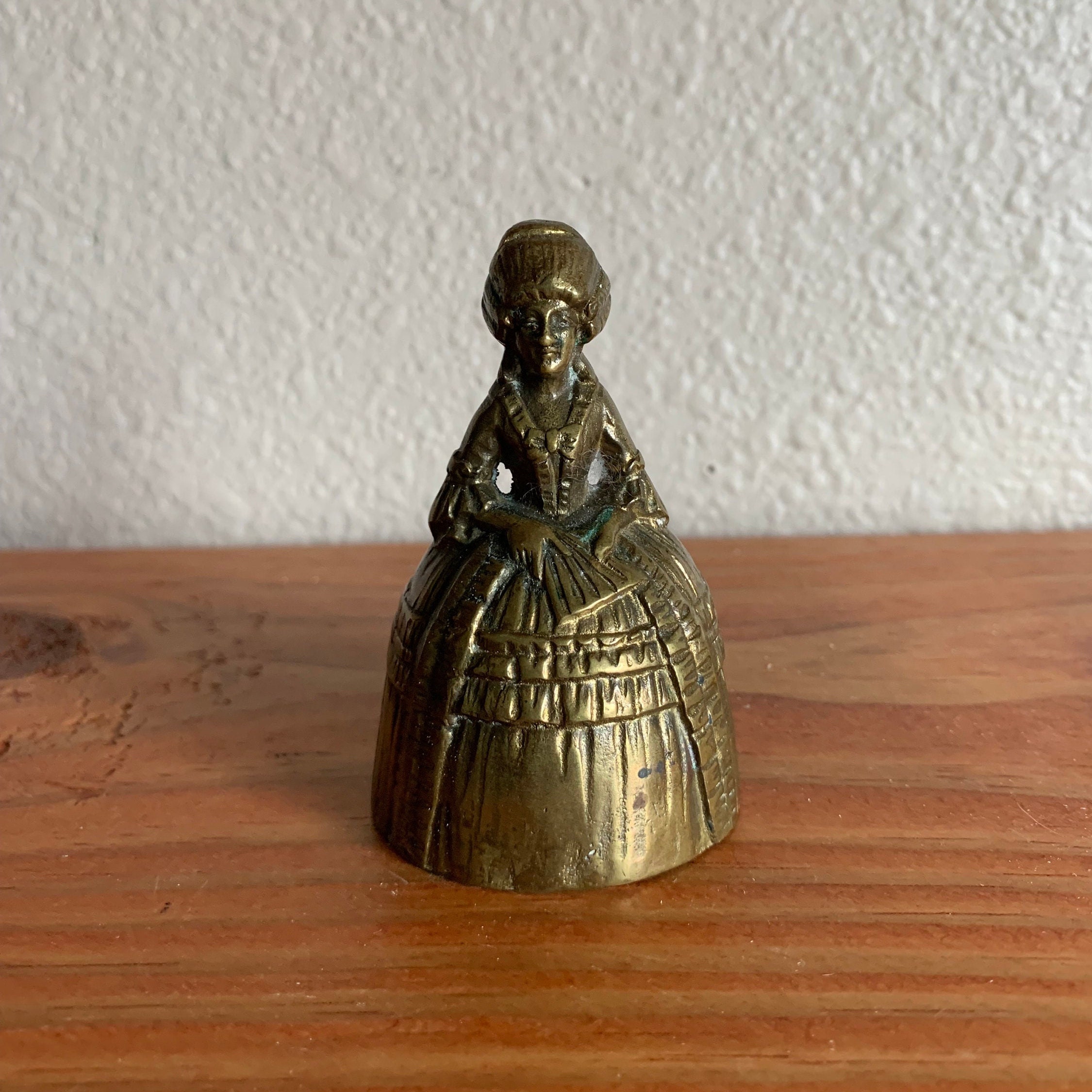 SOLID BRASS BELL Girl Crinoline Skirt Victorian Lady Hat Tea Bell  4''Vintage £14.99 - PicClick UK