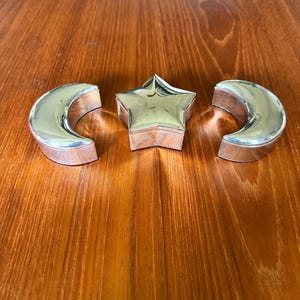 Vintage Celestial Silver Star and Moons Trinket Boxes