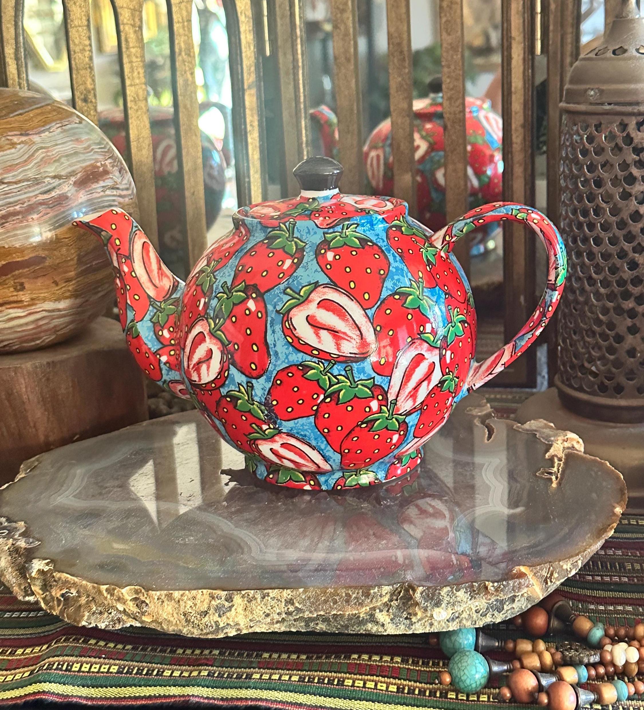 Paul Cardew ティーポット 陶器 置き物 Vintage 1990s Paul Cardew Designs Collectible Strawberry Novelty