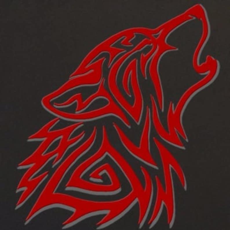 Tribal Wolf Vinyl Decal Etsy