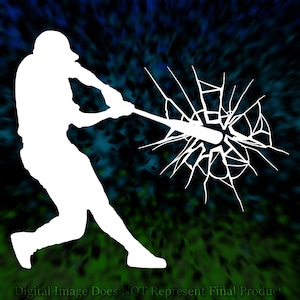 Calcomanía de vinilo de vidrio rompiendo jugador de béisbol