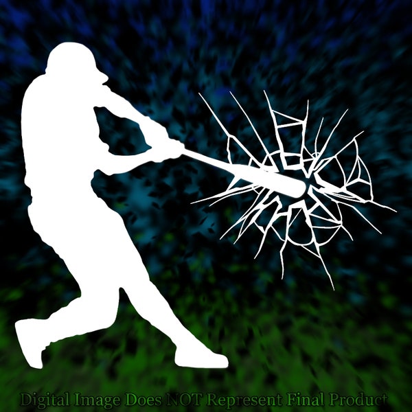 Baseball Player Smashing Glass Vinyl Decal