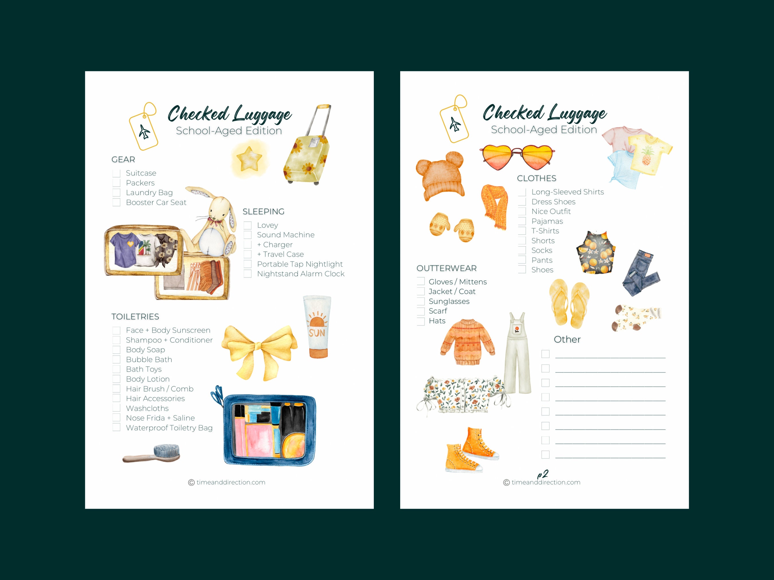 Kids Packing Checklist Printable for School Aged Kids Checked Luggage