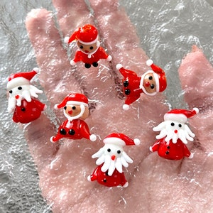 Christmas Themed Glass drilled Beads | Santa Beads | Handmade Beads