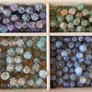 20pcs 10mm Glass Drilled Bead | Multi-Colour Round Glass Beads | Crackled Glass Beads