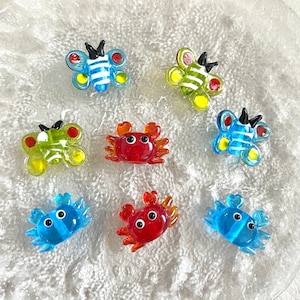 Handmade Glass Beads | butterfly and crab shaped | Drilled | Animal beads | Crafts Beads