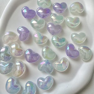 20pcs AB Color Heart Acrylic Beads Charm | Cute Heart Charms Pendant | Jewellery Accessories |