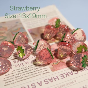 Acrylic Pink Fruit Charms Acrylic Pink Cherry Charms Acrylic Pink Strawberry Charms Pink Strawberry