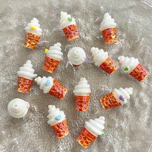 5pcs Resin Ice Cream Drilled Beads | Cute Ice Cream Bead for Jewellery DIY