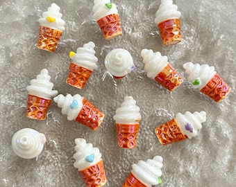 5pcs Resin Ice Cream Drilled Beads | Cute Ice Cream Bead for Jewellery DIY