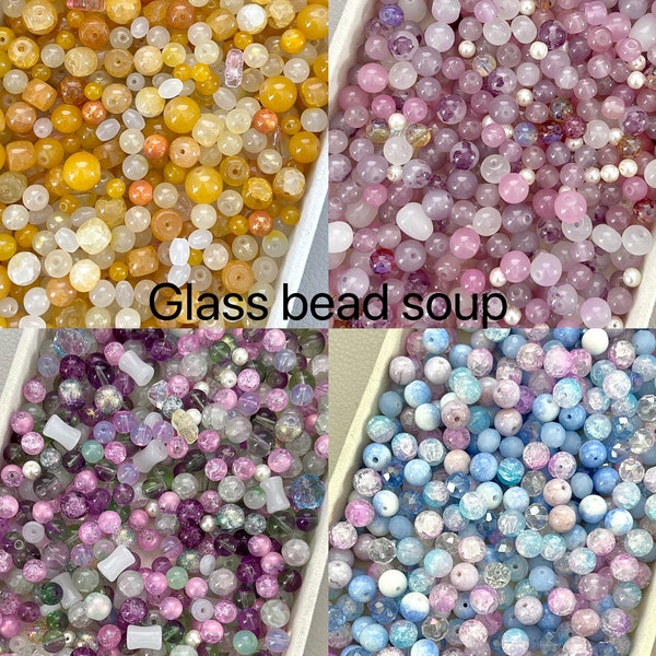 Zuppa di perle di vetro forate da 100 g / Zuppa di perle di colori misti e dimensioni miste / Zuppa di perle di alta qualità