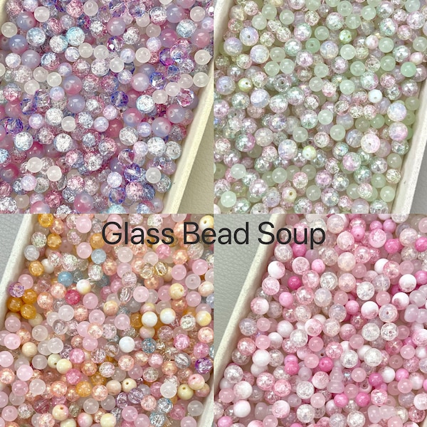 Zuppa di perle di vetro forate da 100 g/Zuppa di perle di colori misti e dimensioni miste di alta qualità/Perfetta per realizzare braccialetti dell'amicizia