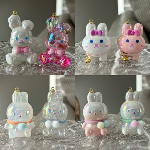 2pcs Acrylic Cute 3D Bunny Charm | High Quality 3D Animal Charm | Perfect for key chain and jewellery DIY