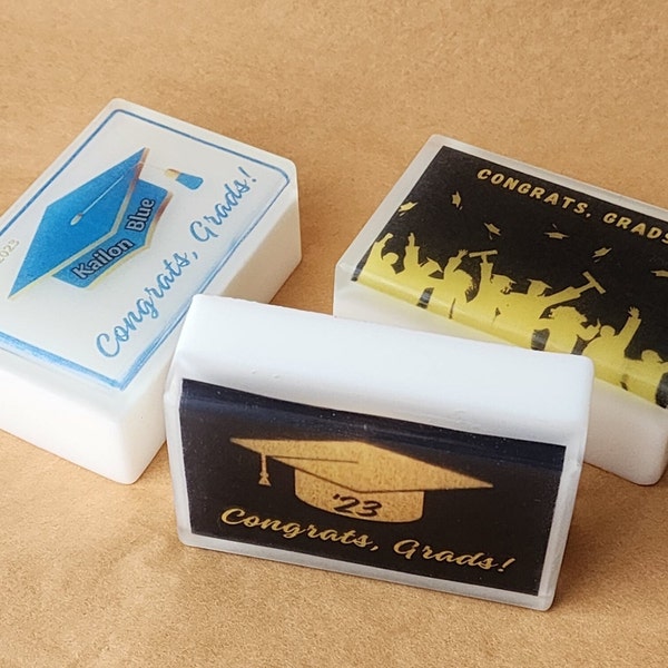 2-Layers Custom Graduation Themed Soap 4oz, Cute Personalize Soap Favor, Premium Party Favors, Announcement soap, custom holiday gift soap