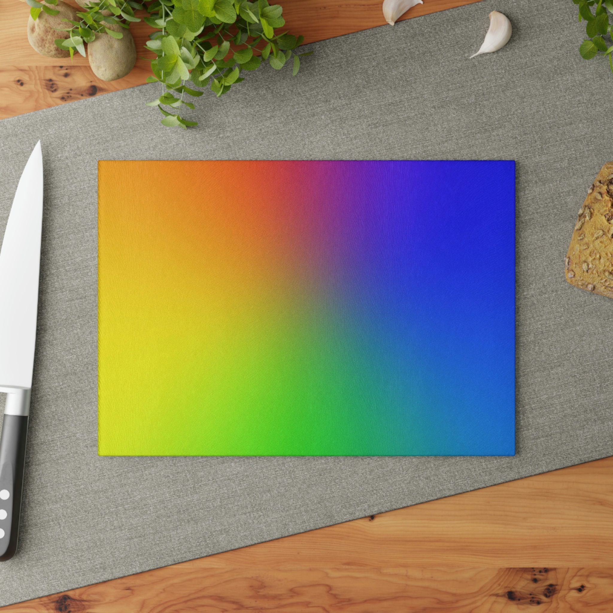 Rainbow Tempered Glass Cutting Board