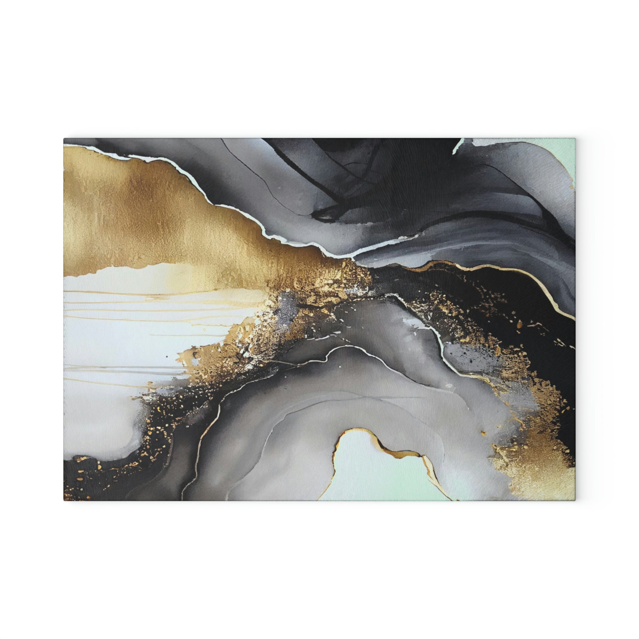 Black and Gold Tempered Glass Cutting Board, Glass Cutting Board