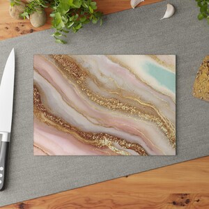 Pink Gold Agate Pattern Cutting Board | Glass Marble Resin Style