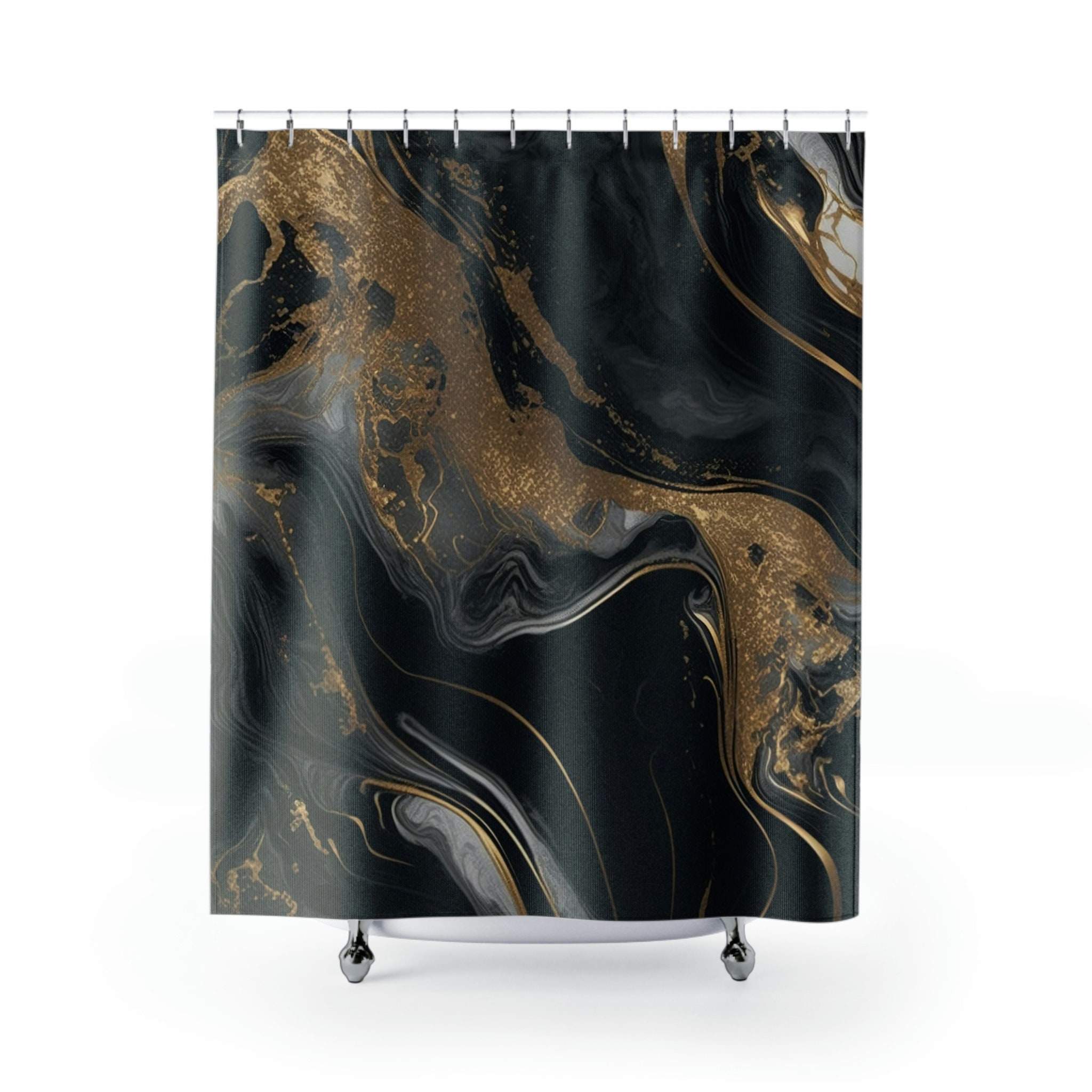 Black and Gold Marble Shower Curtains Etsy