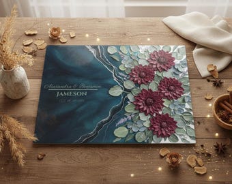 Burgundy Chrysanthemums Floral Glass Cutting Board | Personalized Kitchen Decor