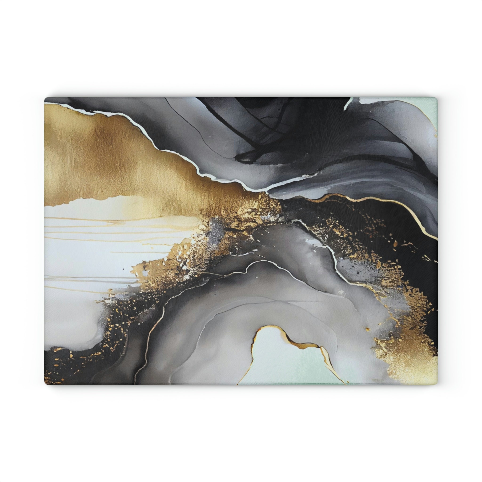 Black and Gold Tempered Glass Cutting Board, Glass Cutting Board