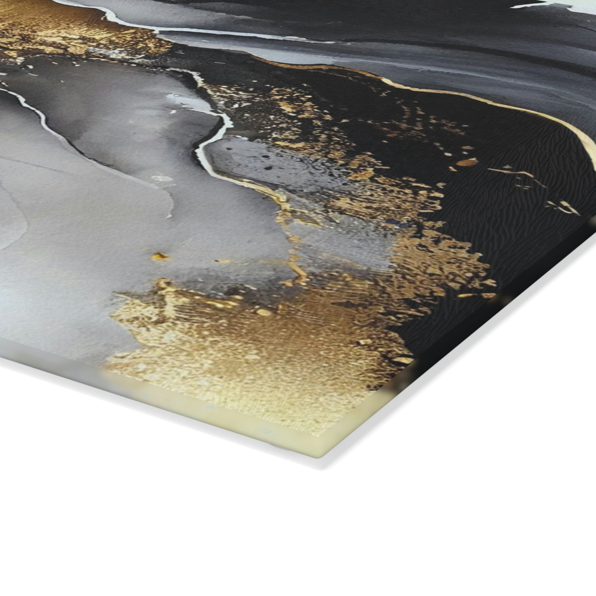 Black and Gold Tempered Glass Cutting Board, Glass Cutting Board