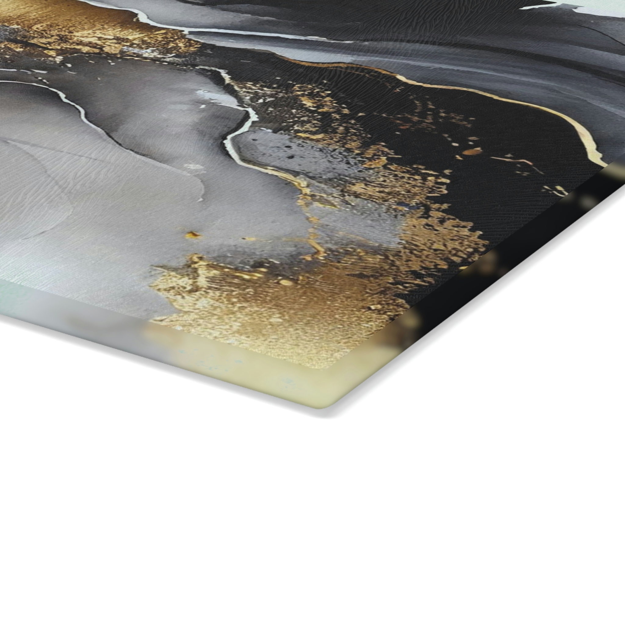 Black and Gold Tempered Glass Cutting Board, Glass Cutting Board