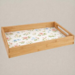Pastel Floral Pattern Large Serving Tray | Vintage Spring Flower Design