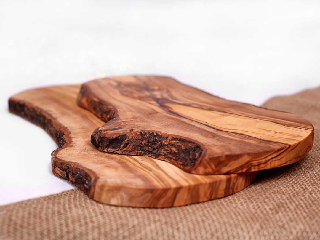 Live Edge Cutting Boards Set, Personalized Olive Wood Charcuterie Board