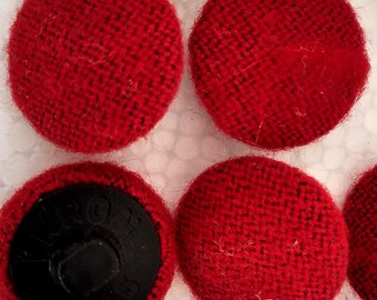 Wool Buttons Red 16mm (10pcs) Gray 15mm (6pcs) Sewing Craft Supplies