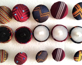 Silk Fabric covered Buttons (16mm - 23mm) Packs of 8 - 6 pcs Bridal Retro craft