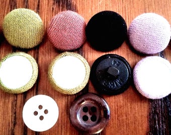 Fabric Buttons 15mm (10pcs) 6 colors Bridal Craft Supplies Free delivery
