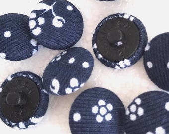 Cotton Fabric Buttons 15mm (10-25-50pc) dark Blue Craft sewing supplies Free Delivery