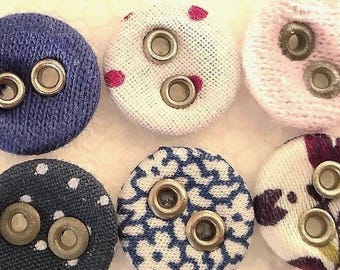 Double Eyelet Fabric Buttons 12mm (15pc) Retro Sewing Craft Free Delivery
