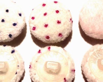 White Velvet Buttons 16mm (6-24pcs) Wedding accessories