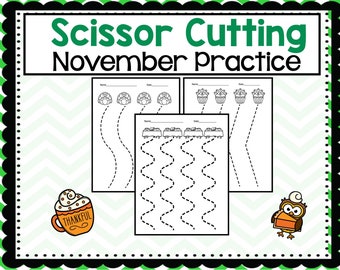 64 page Thanksgiving Scissor Skill, Cutting Practice, Fine Motor Practice PreK