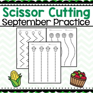 64 page September Scissor Skill, Cutting Practice, Fine Motor Practice PreK