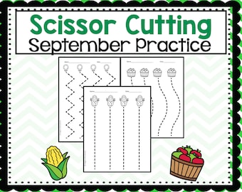64 page September Scissor Skill, Cutting Practice, Fine Motor Practice PreK