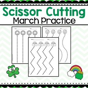 64 page March Scissor Skill, Cutting Practice, Fine Motor Practice PreK