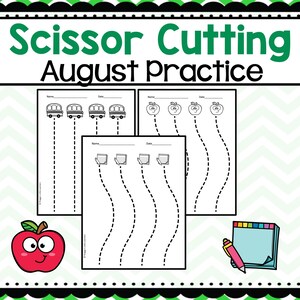 64 page August Scissor Skill, Cutting Practice, Fine Motor Practice PreK