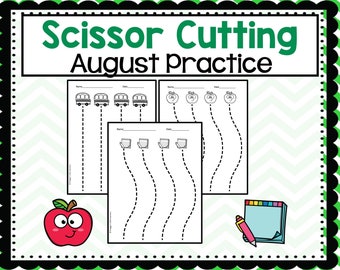 64 page August Scissor Skill, Cutting Practice, Fine Motor Practice PreK