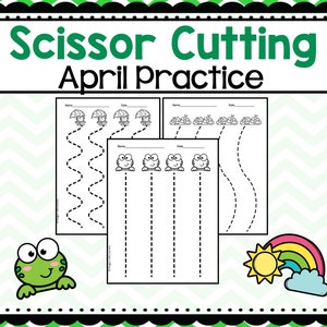 64 page April Scissor Skill, Cutting Practice, Fine Motor Practice PreK
