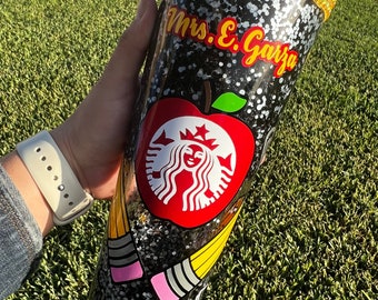 Teacher Composition Double Walled Glitter Tumbler