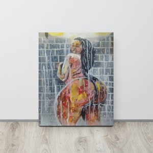 Thick Curvy Ebony Woman In Shower, Curvy Black Women In Shower Painting Big Booty, Ebony In Shower, Curvy Ebony Painting, Curvy Ebony canvas