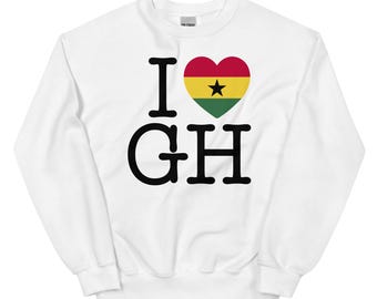 I Love Ghana Pullover Hoodie Sweatshirt, Ghana Sweatshirt, Ghana Shirt, Ghana Travel Gift, Unisex Hoodie Sweater Unisex Hoodie Sweatshirt