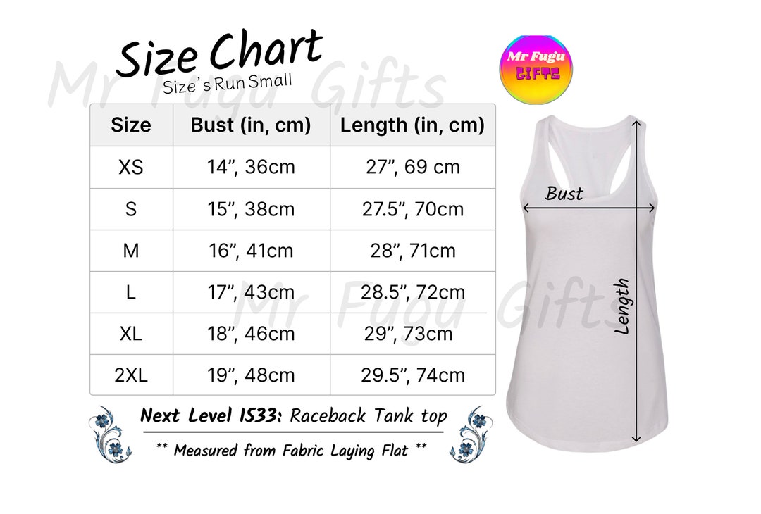 Next Level 5133 Size Chart on Demand Print Digital Size Chart Woman T