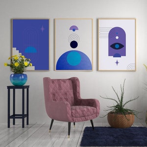 Abstract Wall Art Set of 3, Printable Wall Art, Set of 3 Prints, Colorful geometric art, Print Set Extra Large Wall Art, living room decor