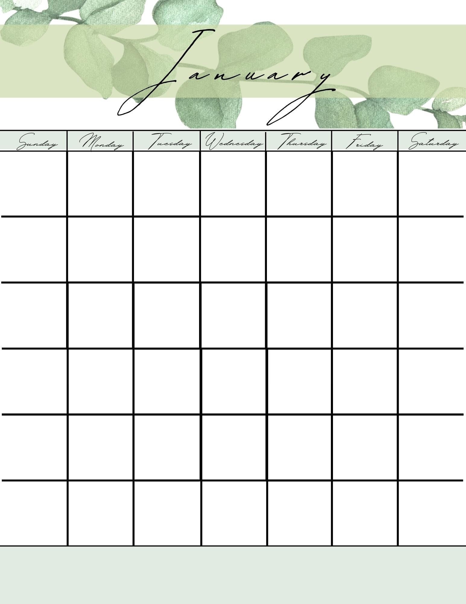 Undated Printable/fillable Monthly Calendar Floral & Elegant - Etsy