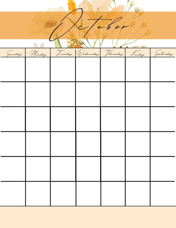 Undated Printable/fillable Monthly Calendar Floral & Elegant - Etsy